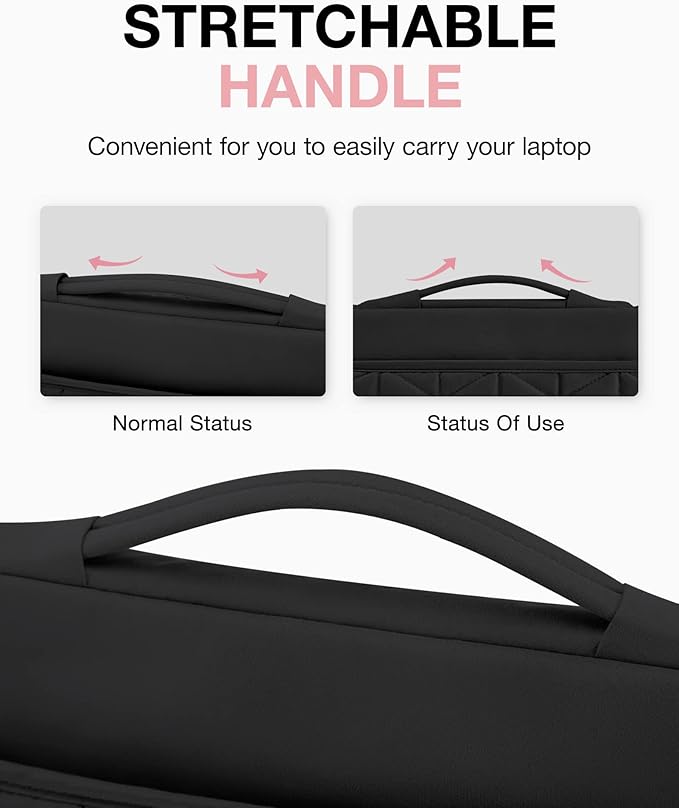 BAGSMART 15-15.6 Inch Laptop Case Sleeve for Women, Puffy Shockproof Laptop Bag with Accessories Pouch and Handle, Lightweight Computer Case Compatible with Dell, HP, MacBook Air/Pro, Rich Black