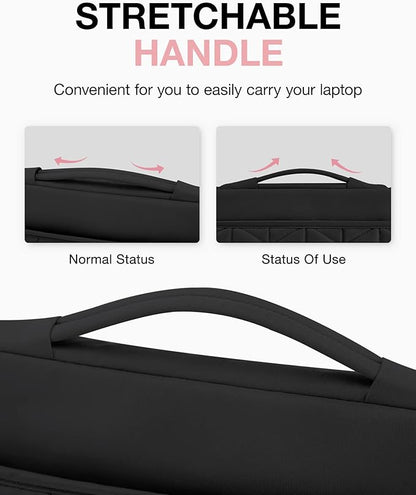 BAGSMART 15-15.6 Inch Laptop Case Sleeve for Women, Puffy Shockproof Laptop Bag with Accessories Pouch and Handle, Lightweight Computer Case Compatible with Dell, HP, MacBook Air/Pro, Rich Black