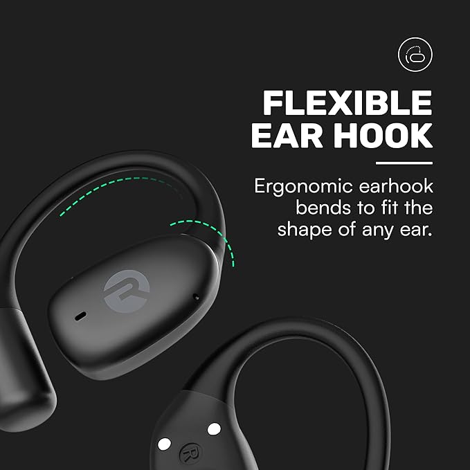 Raycon Essential Open Earbuds – True Wireless Open Ear Bluetooth 6.0 Headphones, Ultra-Lightweight, Comfort Hook Design, IPX4 Water Resistant, 36 Hours of Battery Life (Black)