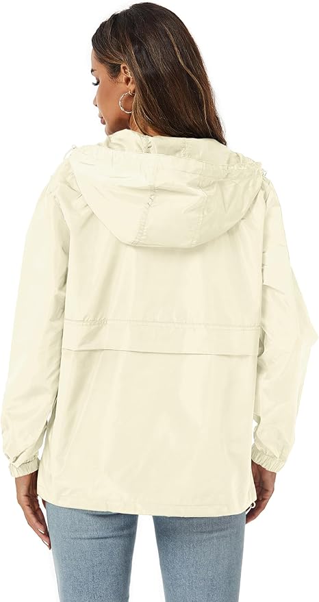 Avoogue Womens Rain Jacket with Hood,Pullover,Packable,Lightweight,Windbreaker,Waterproof,Breathable.
