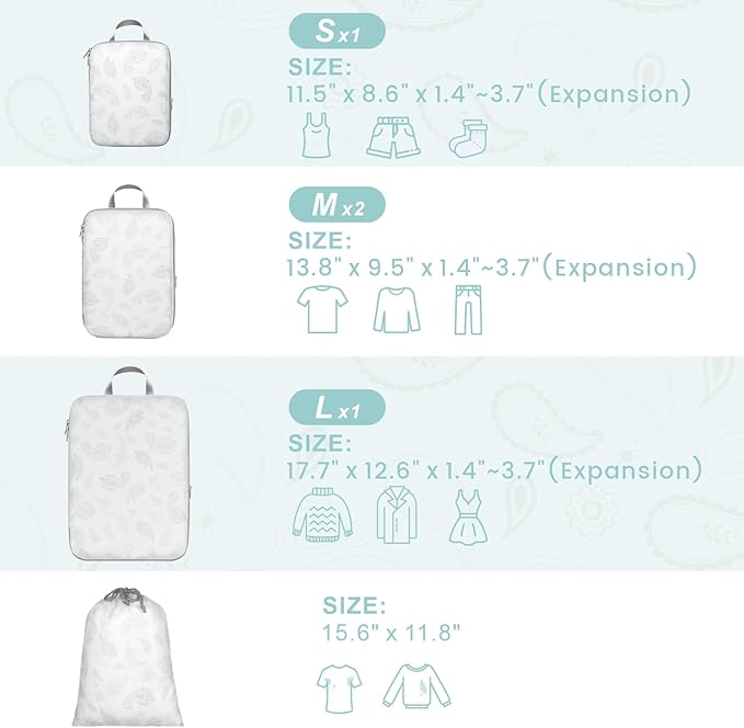 Cambond Compression Packing Cubes for Travel Women - Expandable Travel Bags Luggage Organizers Travel Essentials Compression Cubes for Travel Carry on Suitcases Organizer