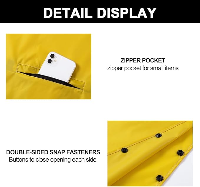 Fashion Hooded Rain Poncho Waterproof Raincoat Jacket with pocket for Women/Men/Adult