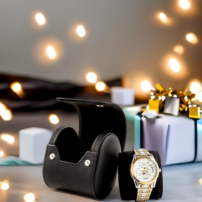MR.OKAY Single Watch Travel Case- Classic Leather Watch Case With Perfect Texture.Portable Watch Roll Or Organizer For Storage And Display. Luxury Gifts For Men, All Handmade by Artisans.