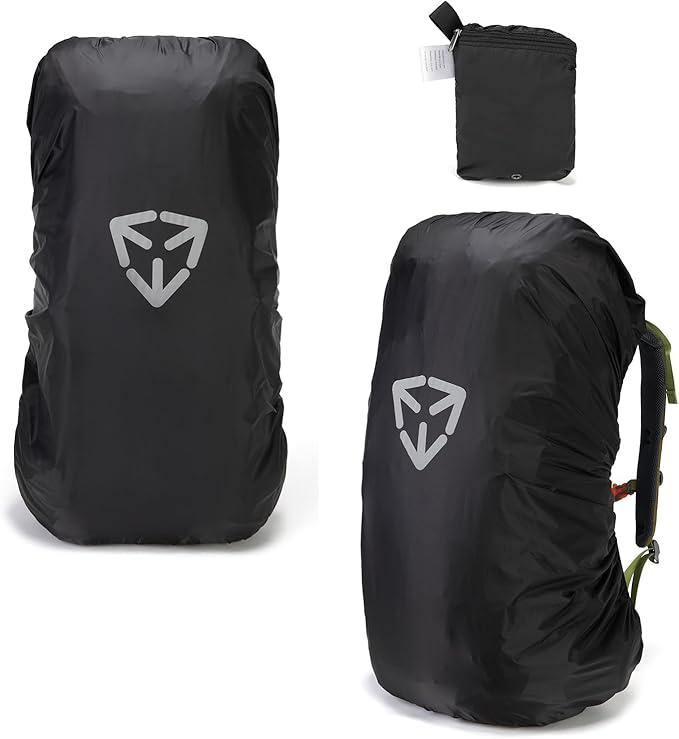 Backpack rain cover, waterproof backpack rain cover, suitable for 30L-70L backpacks, reinforced cross buckle, 2000mm waterproof level,Black (M)