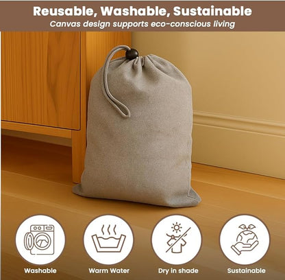 LFH Cotton Rich Shoe Storage Bags with Drawstring, Dustproof Breathable Reusable Organizer, Perfect For Travel, Dorm, Hotel, College, Gym, Easy to Carry, Machine Washable 12"x17" (Pack of 2) - Grey