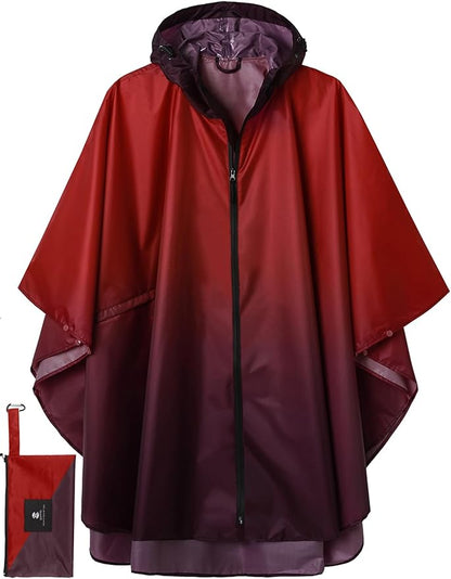 SaphiRose Unisex Rain Poncho Waterproof Raincoat Hooded for Adults Women with Pockets