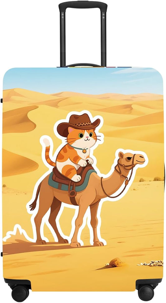 Desert Adventure Luggage Protector, Washable Suitcase Cover with Cowboy Camel Scene Anti-scratch for 24",26" Bag
