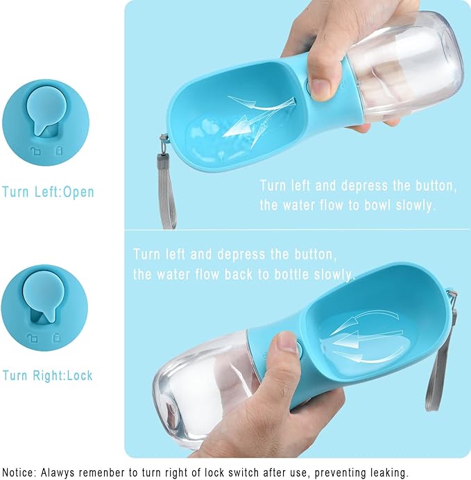 Dog Water Bottle with Food Container, Travel Puppy Water Bowl, Portable Pet Dispenser, Dog Gift Stuff Accessories Items, Puppy Essentials Necessities for Yorkie Cat Walking and Hiking