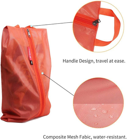 pack all Shoe Bag for Travel, Water-Resistant Shoe Pouch for Gym, Odor-Resistant Soccer Cleats Bag for Sport (Orange, 1-Pack)