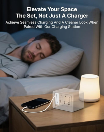 Gitryin 65W USB C Retractable Wall Charger with Built-in Type-C Cable, 2-in-1 Foldable Fast Charger Block, Travel Essentials Compatible for Laptop, MacBook Pro/Air, iPhone 16/15, iPad, Galaxy, Pixel