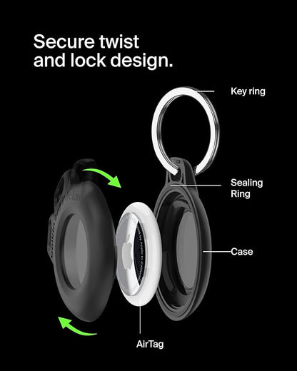 Belkin Waterproof Apple AirTag Secure Holder with Key Ring, Durable Scratch-Resistant AirTag Case, Protective AirTag Keychain Accessory for Keys, Pets, Luggage, Backpacks, and More - Black