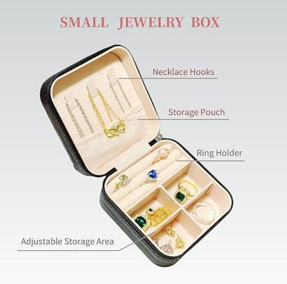Small Jewelry Box,Travel Jewelry Organizer Case with Stylish Braided Surface,Portable Storage Case for Rings Necklace and Stud Earring