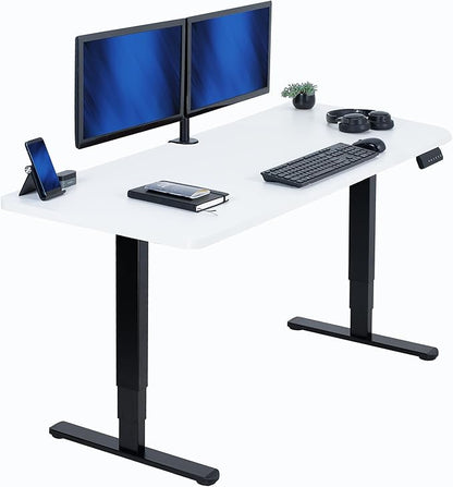 VIVO Electric 60 x 24 in Dual Motor Sit Stand Desk, Memory Height Adjustment, 2B Series, White Top Black Frame, DESK-KIT-2B6W