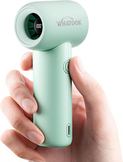 WHATOOK Mini Pocket Fan Portable Handheld Fans,3000mah Small Rechargeable Turbo Personal Fan Travel Essential Outdoor Activities Beach Vacations Camping Gifts for Women face makeup skincare (Green)