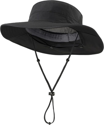 Home Prefer UPF 50+ Sun Hats for Men Women Wide Brim Fishing Hat with Neck Flap Summer Safari UV Protection Bucket Hat
