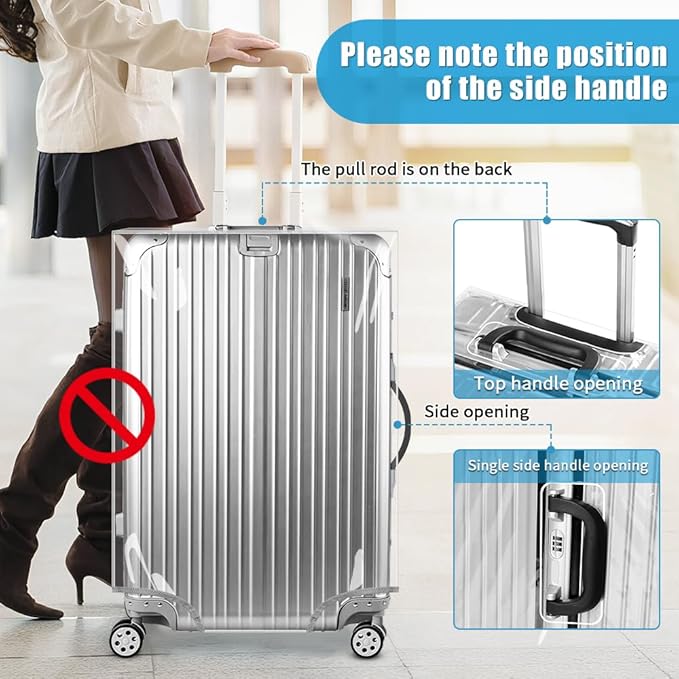 Yotako Clear PVC Suitcase Cover Tough Protector, 20 Inch Luggage Covers for Wheeled Suitcase 20"