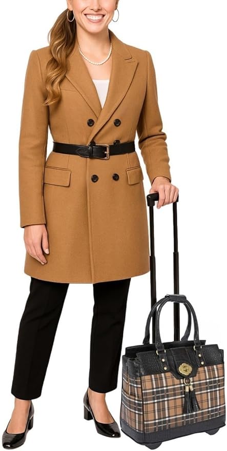 JKM & Company Rolling Laptop Bag for Women | Designer Wheeled Briefcase | Fits 13-17" Laptops | Office Travel Computer Case