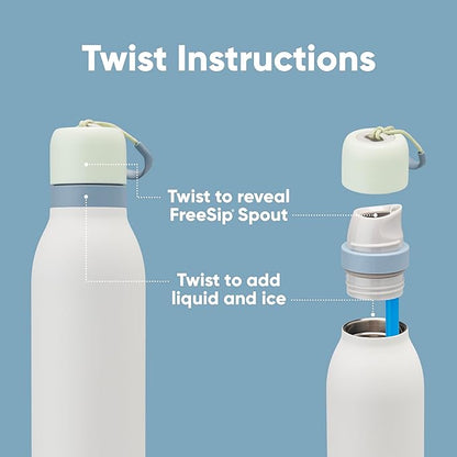 Owala FreeSip Twist Insulated Stainless Steel Water Bottle with Straw for Sports and Travel, BPA-Free, 24-oz, Sweet Pea