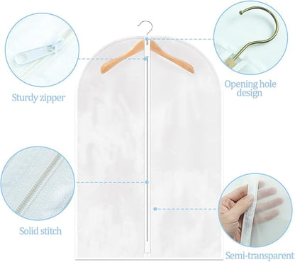 TORONTOKYO 25 Pack 31" Garment Bags for Hanging Clothes, Clear Plastic Garment Bag Dust-Proof Suit Protector Clothes Cover with Zipper for Closet Storage and Travel