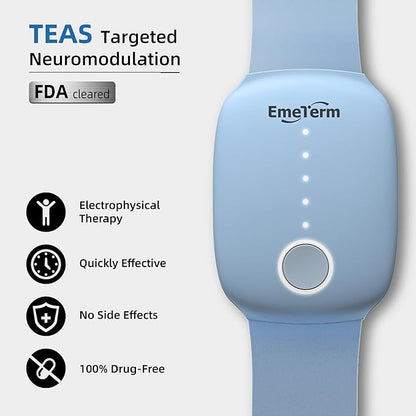 EmeTerm Fashion FDA-Cleared Relieve Nausea Electrode Stimulator Morning Sickness Motion Travel Sickness Vomit Relief Rechargeable No Gel Drug Free Wrist Bands Without Side Effects (2 Pack)