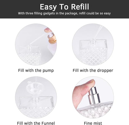 100ml/3.4oz Glass Perfume Atomizer Bottles, 2pcs Refillable Empty Perfume Bottle Atomizer, Portable Cologne Travel Perfume Atomizer