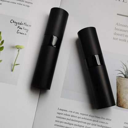 2 PCS/8ml Portable Mini Perfume Atomizer bottles, Empty Refillable Spray Bottle with 3 Types of Refill Tools, Pocket Travel Perfume Sample Bottles(Matte Black)