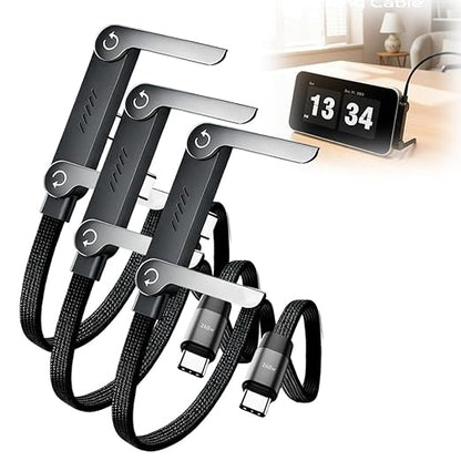 2 in 1 Invisible Holder Charger Cable 240W Fast Charging Cord with Built-In Phone Stand, 4.9FT 2 in 1 Braided Fast Charge Cable with Adjustable Phone Stand, T-Shaped Design Type-C for Phones (3)