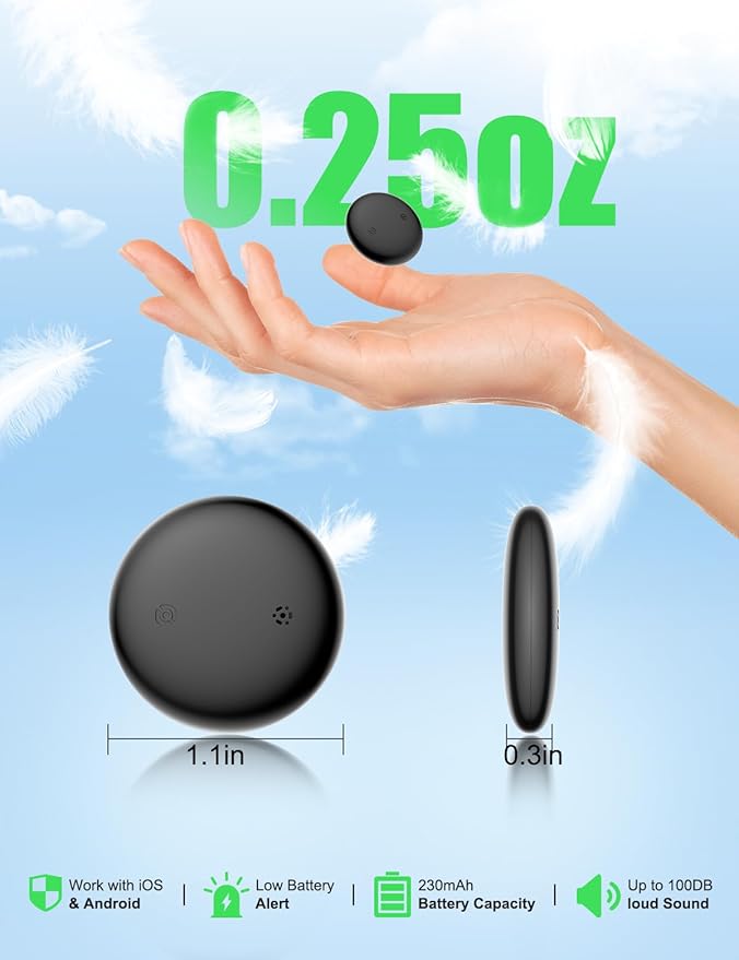 2-in-1 Air Tracker Tag for iOS & Android - Smart Tags Dual System Bluetooth Finder Compatible with Apple Find My & Android Find Hub, Mini GPS Tracker Item Finders for Keys, Wallet, Luggage, Pet, Bike