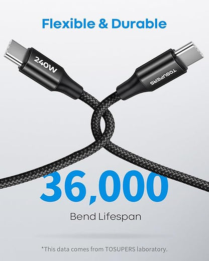 240W USB C to USB C Cable [6.6ft/2 Pack], USBC to USBC Cable for MacBook Air 2024 2022, MacBook Pro, iPad Pro, iPhone 16 15 Pro Max, Samsung Galaxy and More