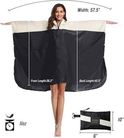SaphiRose Unisex Rain Poncho Waterproof Raincoat Hooded for Adults Women with Pockets
