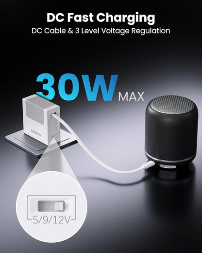 Gitryin 12V 2.5A Power Supply Adapter with Retractable 33.5in DC Power Cord, 30W Retractable Charger with Foldable Plug, Compatible for LED Strip Light, Camera, BT Speaker, GPS, Webcam, Router, TV Box