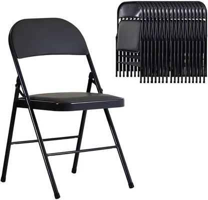 Black Folding Chairs 20 Pack with Padded Cushion and Back, Foldable Outdoor Chairs with 330-LBS Capacity, Portable Heavy Duty Metal Frame Commercial Seat for Party Kitchen Dinning Events Wedding