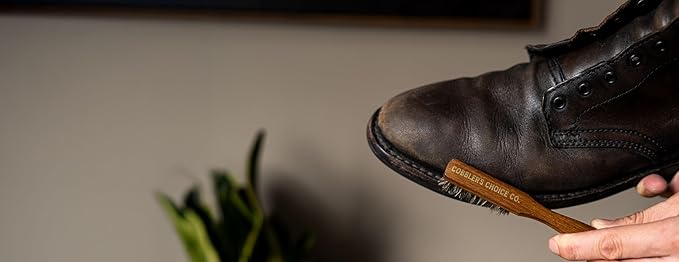 Cobbler’s Choice Horsehair Welt Brush Bundle for Leather Care and Restoration - Brown