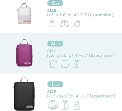 Cambond Compression Packing Cubes for Travel Women - Expandable Travel Bags Luggage Organizers Travel Essentials Compression Cubes for Travel Carry on Suitcases Organizer