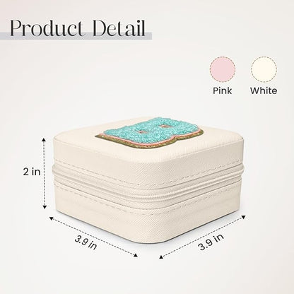 SANDJEST Personalized Jewelry Box, White Travel Jewelry Box with Initial B, Small Monogrammed Jewelry Case Organizer for Girls Women Teen Kids, Mini Travel Essentials Gifts for Birthday Christmas