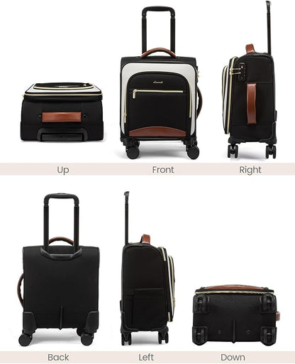LOVEVOOK Underseat Carry On Luggage With Wheels, 16 Inch Softside Underseat Luggage Spinner, 18x14x8 inches Travel Bag With TSA Lock, Water-Resistant Lightwhight Personal Item for Travel