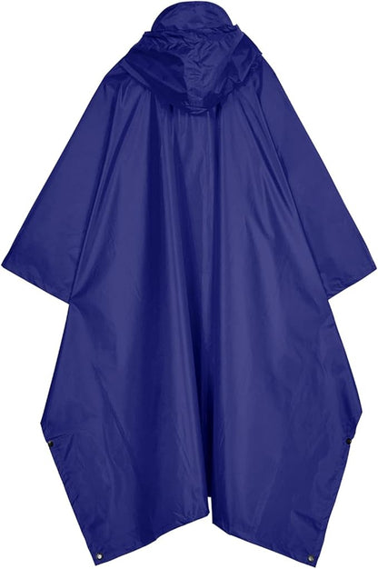 Hooded Rain Poncho for Adult, Waterproof Lightweight Raincoat for Hiking Camping