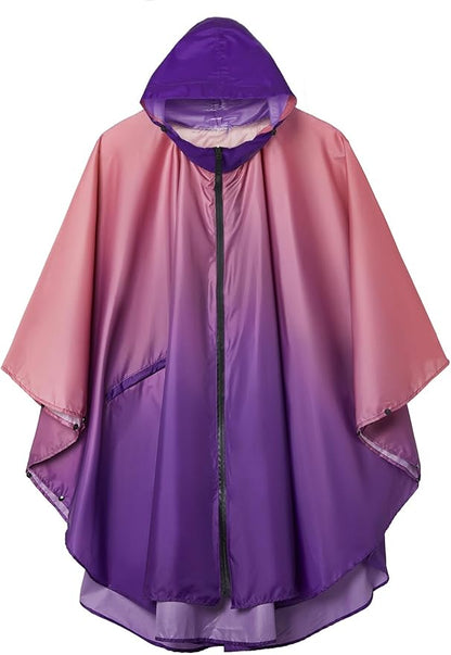 SaphiRose Rain Poncho Jacket Coat Hooded for Adults with Pockets