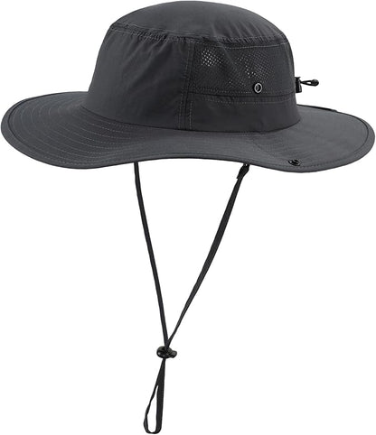 Home Prefer UPF50+ Mens Sun Hat Wide Brim Womens UV Protection Beach Bucket Hat for Fishing Hiking Snap Up Cowboy Hat