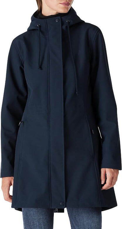 Outdoor Ventures Women's Lightweight Waterproof Fleece Lined Hooded Softshell Rain Jacket, Warm Windbreaker Long Coat
