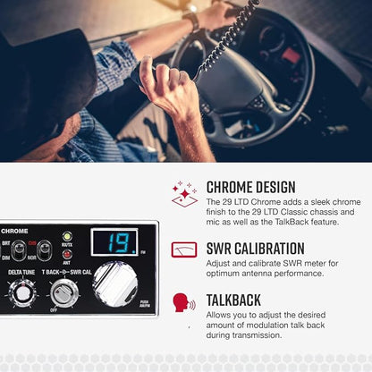 Cobra 29 LTD Professional CB Radio & Cobra HGA1500 42 Inch Magnetic Mount CB Antenna: Full 40 Channels, Adjustable Receiver, SWR Calibration, Long-Range Antenna for Clear Signal, Chrome
