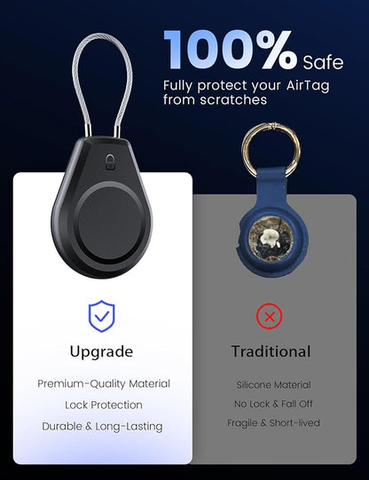 4 Pack Waterproof Secure Holder for AirTag Accessories, Anti-Theft Track Case with Steel Cable, Ultra Durable Scratch-Resistant Cover -Compatible with Apple AirTag for Keychain,Car,Bike,Luggage, Pet