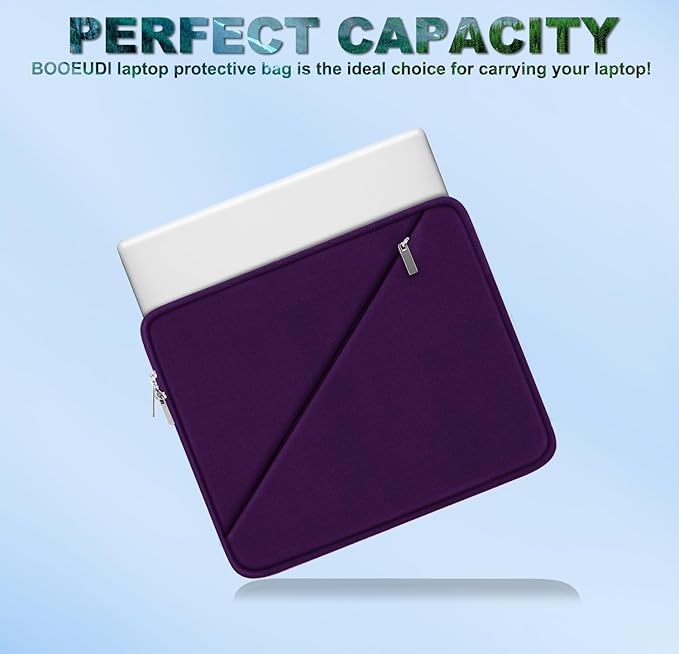 Laptop Case 15.6 inch, Traveling Carrying Computer Bag with Zippered Pocket, Shockproof Protective Laptop Sleeve Compatible for Apple Notebook, HP, Dell, Acer, Asus, Lenovo, Purple