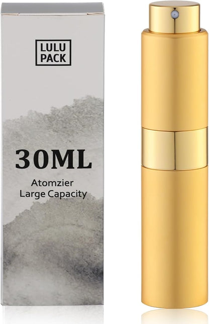 Perfume Atomizer Refillable Travel Bottle: Cologne Portable Sprayer for Men - Mini Spray Empty for Refill - 1oz Large Size Gold