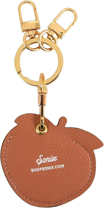 Sonix Keychain Case Compatible with Apple AirTag | Protective AirTag Cover Keychain Charm | 24/7 Peachy, Embroidered Peach Charm | Peach