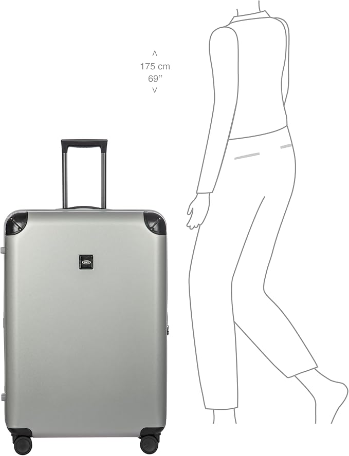 Bric's Amalfi Lightweight Hard Shell Suitcase – Expandable Checked Luggage with Water-Repellent Zip, Smooth 360° Wheels & TSA Lock - 32 Inch, Silver