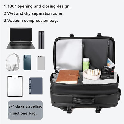 Vacuum Backpack Travel with Pump,60L Expandable Backpack with Lock,Multifunctional Portable Storage Commuter Backpack
