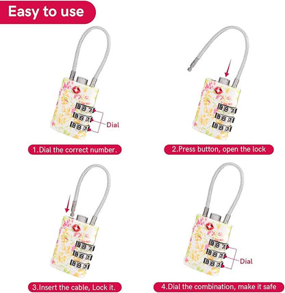 VIBRANZ-LAB Set of 4 TSA Approved Combination Locks for Luggage, Gym Locker, Locker, Firearm Travel Case