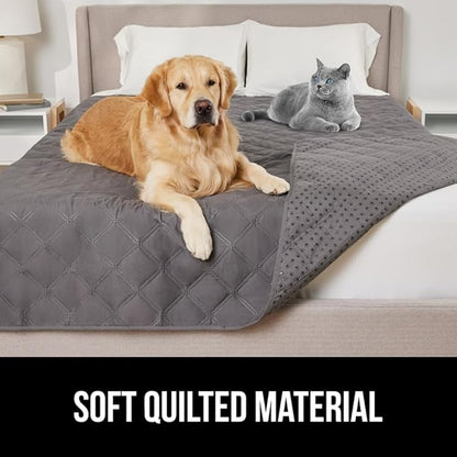 GORILLA GRIP Waterproof Bed Cover for Dogs, 102x82, Gripped Slip Resistant Backing, Leak Proof Washable Dog Blanket Covers Sofa, Couch, Sectional, Crate, Car, RV Seats, Pet Puppy Essentials, Charcoal