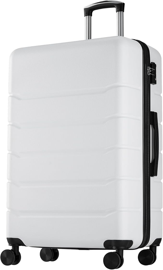 Sweetcrispy Carry on Luggage, Hard Shell ABS Suitcase with Double Spinner Wheels, Lightweight Expandable Rolling Suit Case with TSA Lock, 28 Inch Cream White